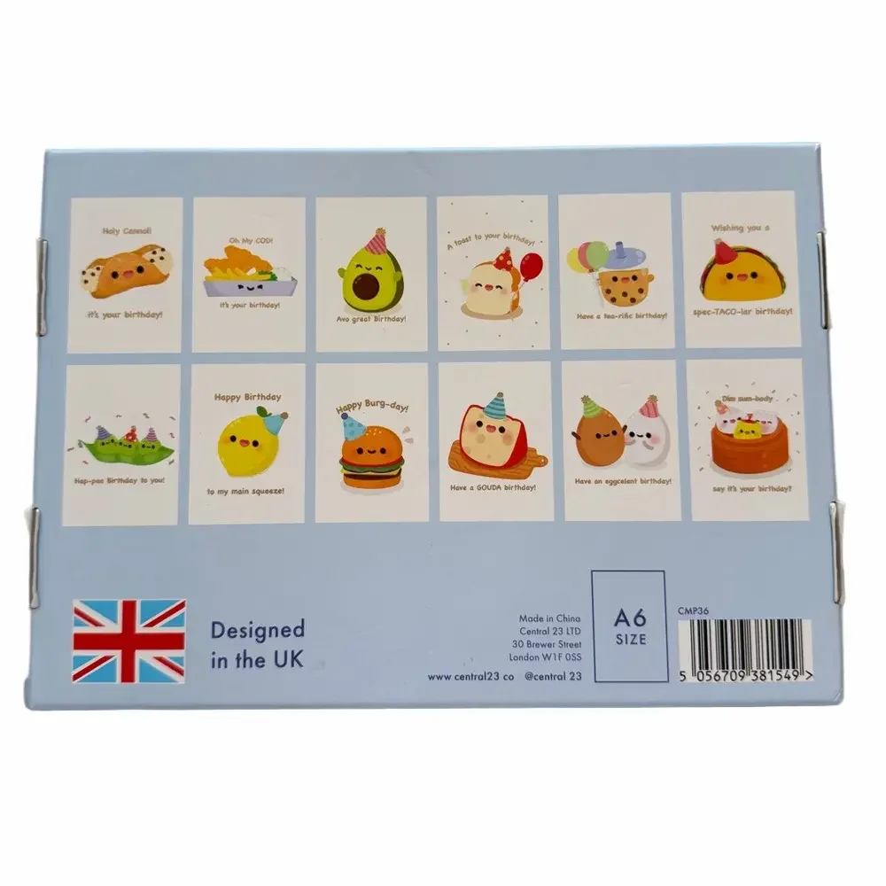Central 23 Foiled Birthday Cards Set 24 Envelopes Stickers Anthropomorphic NEW